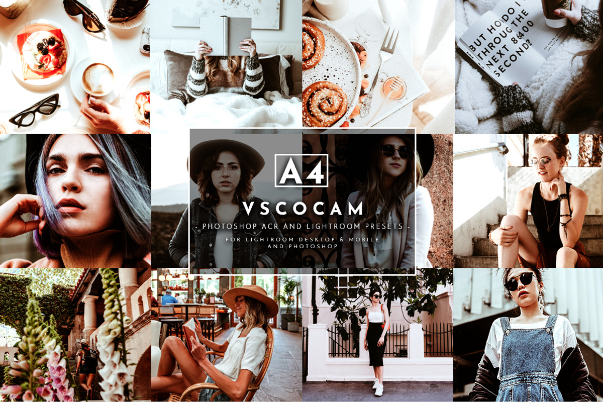 VSCO A4 Lightroom+ACR Presets Pack, an Action Add-On by PixelHive Pro