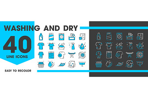 Washing and dry cleaning icons, a Technology Illustration by Vector Tradition