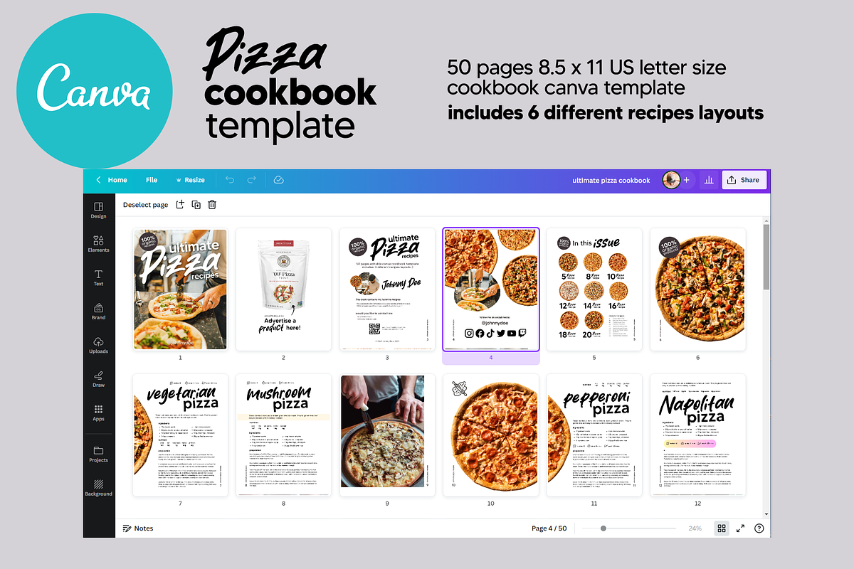Canva Pizza US Letter CookBook, a Print Template by DeLaGranSiete (Photo 10 of 11)