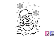 Coloring Page Snowman Illustration, a Seasonal Illustration by MISS CHATZ (Thumbnail 1 of 3)