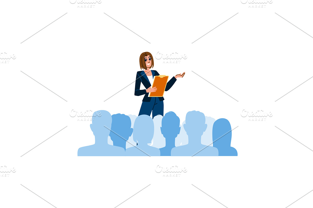 Businesswoman giving presentation to, a Person Illustration by pikepicture