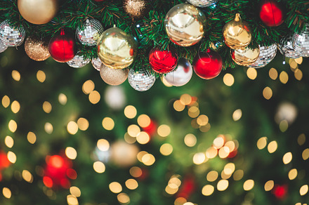Closeup of decorate ornament on  Christmas tree with bokeh defoc, a Holiday Photo by Ministocker