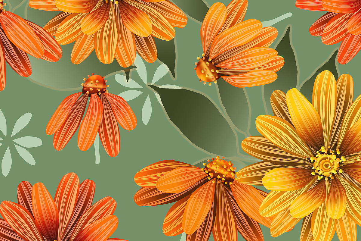 Fall Floral Gold Orange Green, a Graphic by Sharon Schwalbe (Photo 2 of 2)