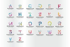 26 Pixel Letter All in One Logos Vec, a Branding & Logo Template by Design_Planet