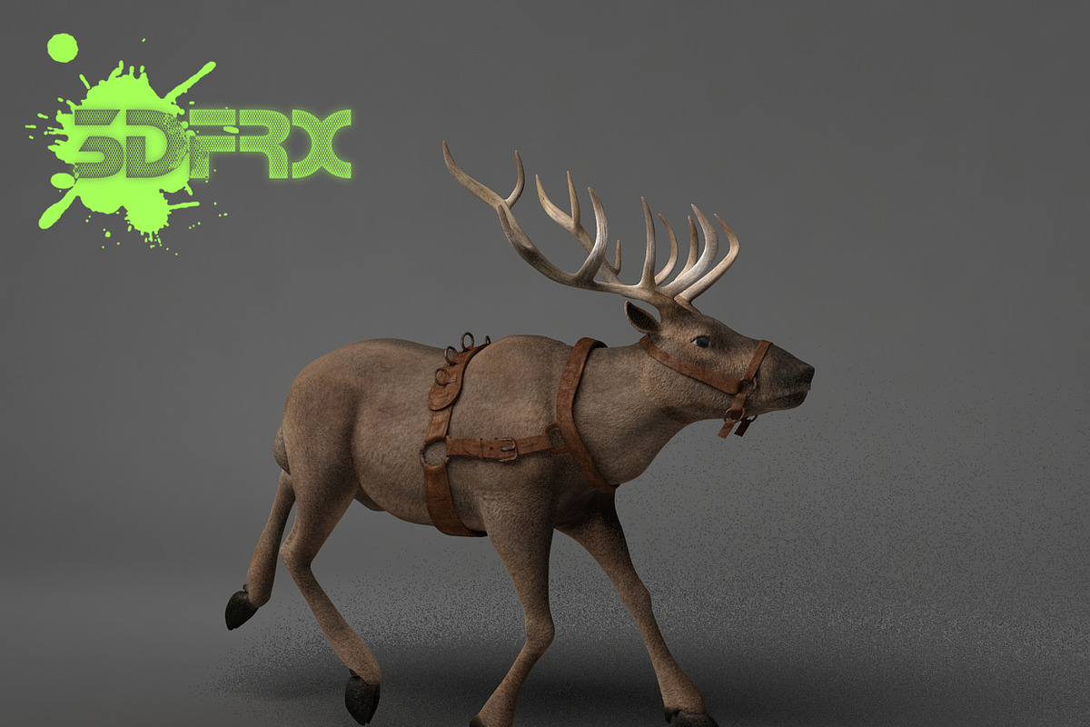 REINDEER (Rigged&Posed), an Animal 3D Model by 3DFRX (Photo 4 of 6)