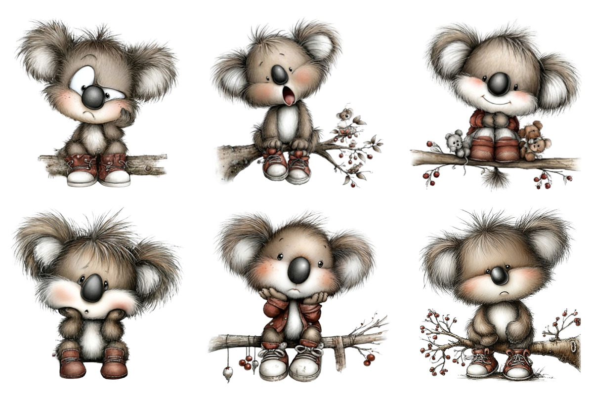 Koala Bears with Emotions Clipart, an Illustration by DreamArtGraphic (Photo 2 of 5)