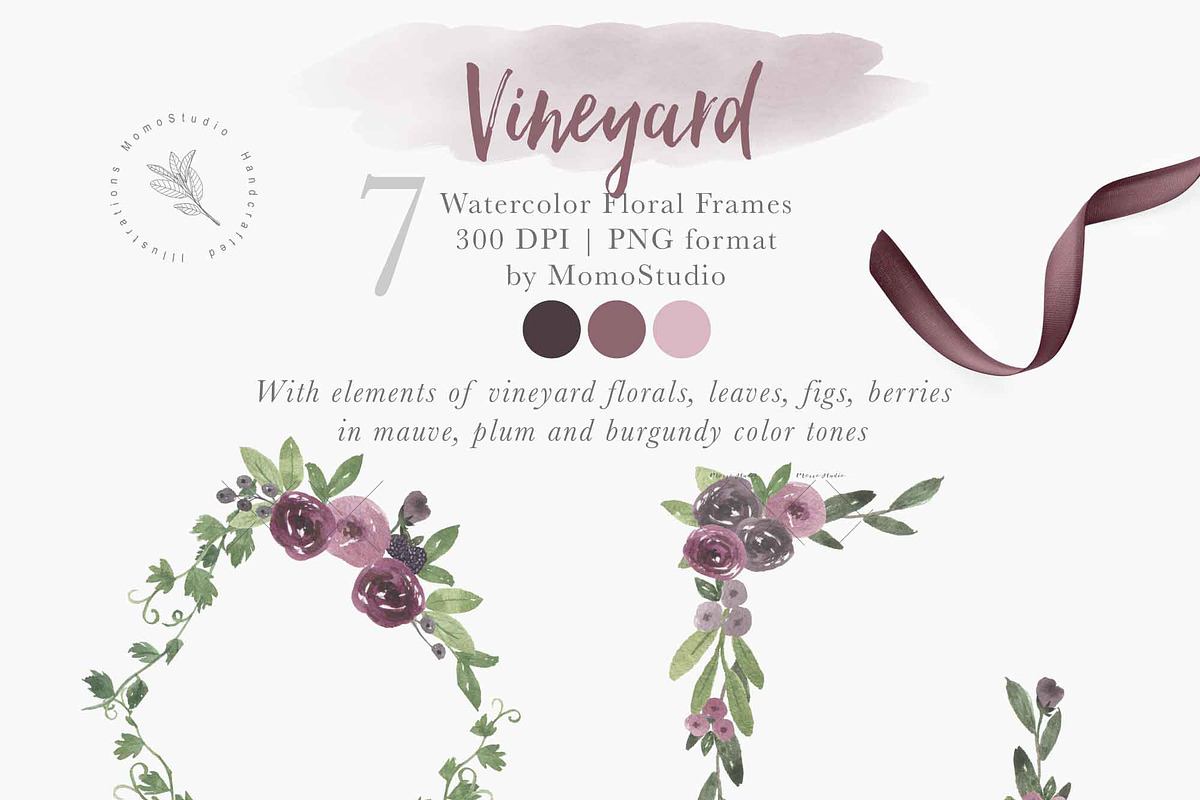 Watercolor Vineyard Elements, an Illustration by Momo Studio (Photo 6 of 16)