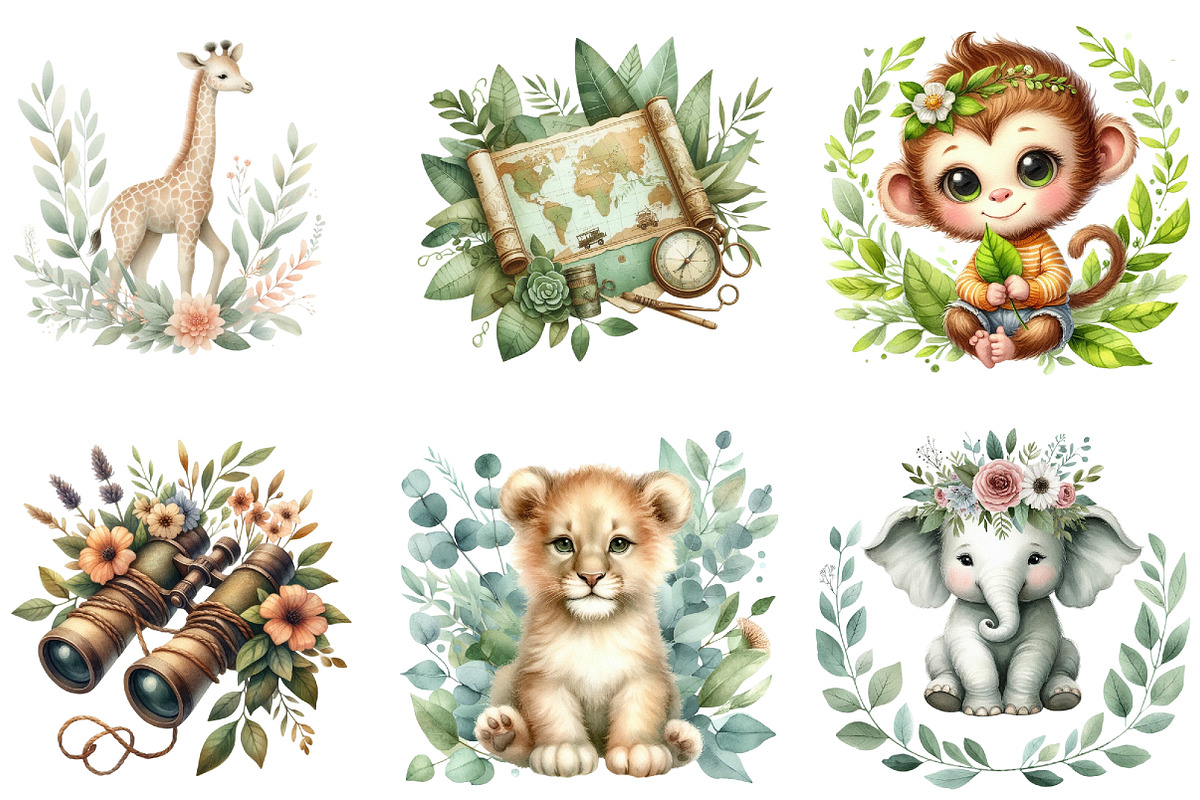 Watercolor Spring Safari Time, a Seasonal Illustration by DreamArtGraphic (Photo 4 of 4)