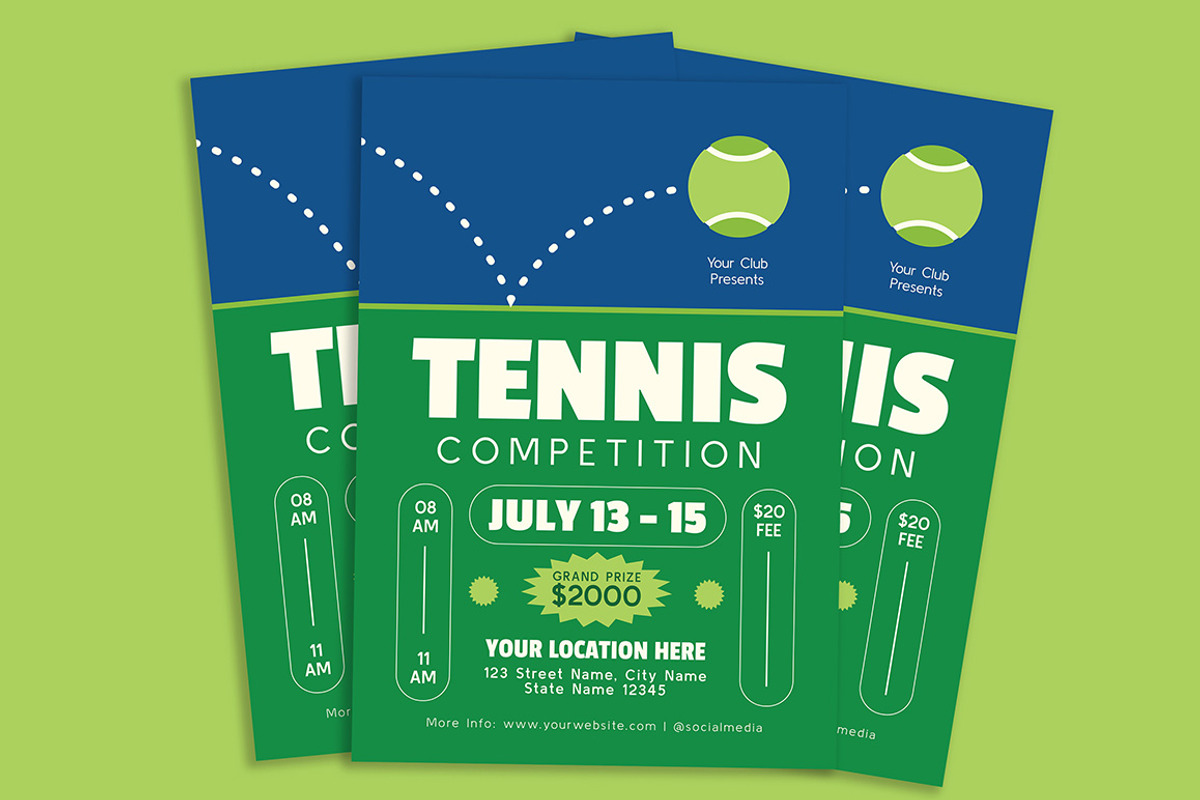 Modern Tennis Tournament Flyer, a Flyer Template by Gumico Studio. (Photo 1 of 3)