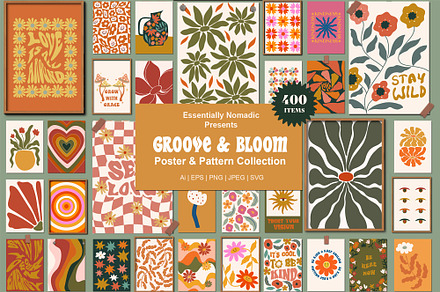 Groovy Poster & Pattern Collection, a Decorative Illustration by Essentially Nomadic