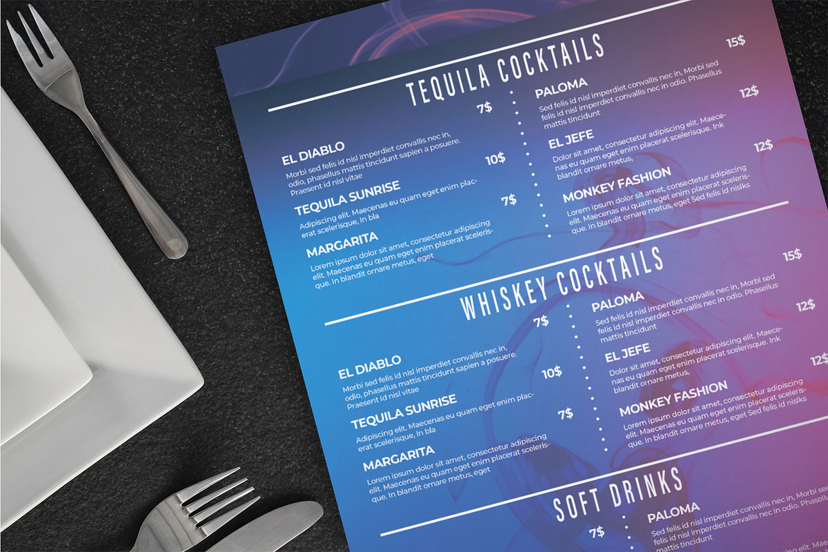 Cocktail / Drinks Menu Template, a Flyer Template by BrandPacks (Photo 3 of 5)