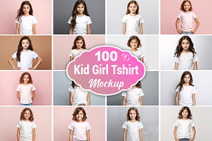 Kid Girl T-Shirt Mockup Picture Bund, a Shirt Mockup by Forhadx5
