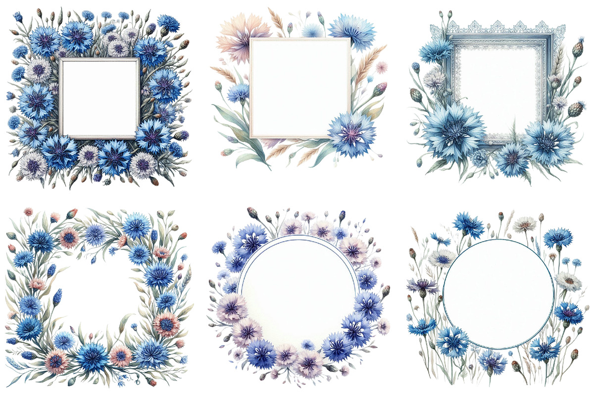 Cornflower Floral Frames Clipart, an Illustration by Daily.Designs (Photo 4 of 5)