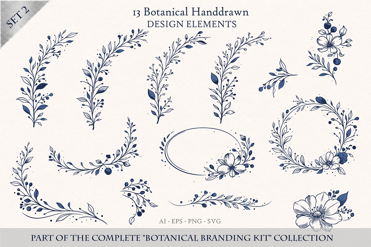 Handdrawn Botanical Frames & Element, an Object Graphic by Christine Krahl (Photo 1 of 4)