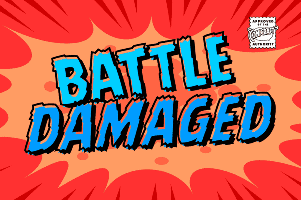 Battle Damaged - ragged comic font