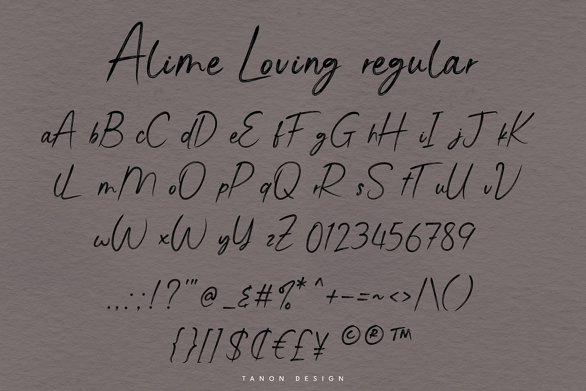 Alime Loving two font set Brush font, a Handwritten Font by Tanondesign (Photo 7 of 11)