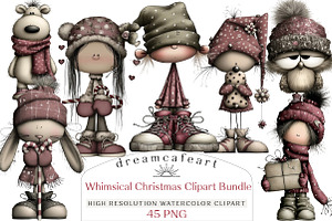 Whimsical Christmas Clipart Bundle, an Illustration by DreamCafeArt