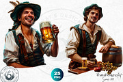 Oktoberfest Bavarian Men Clipart Set, a Seasonal Illustration by ThatsDesignArt (Thumbnail 6 of 9)