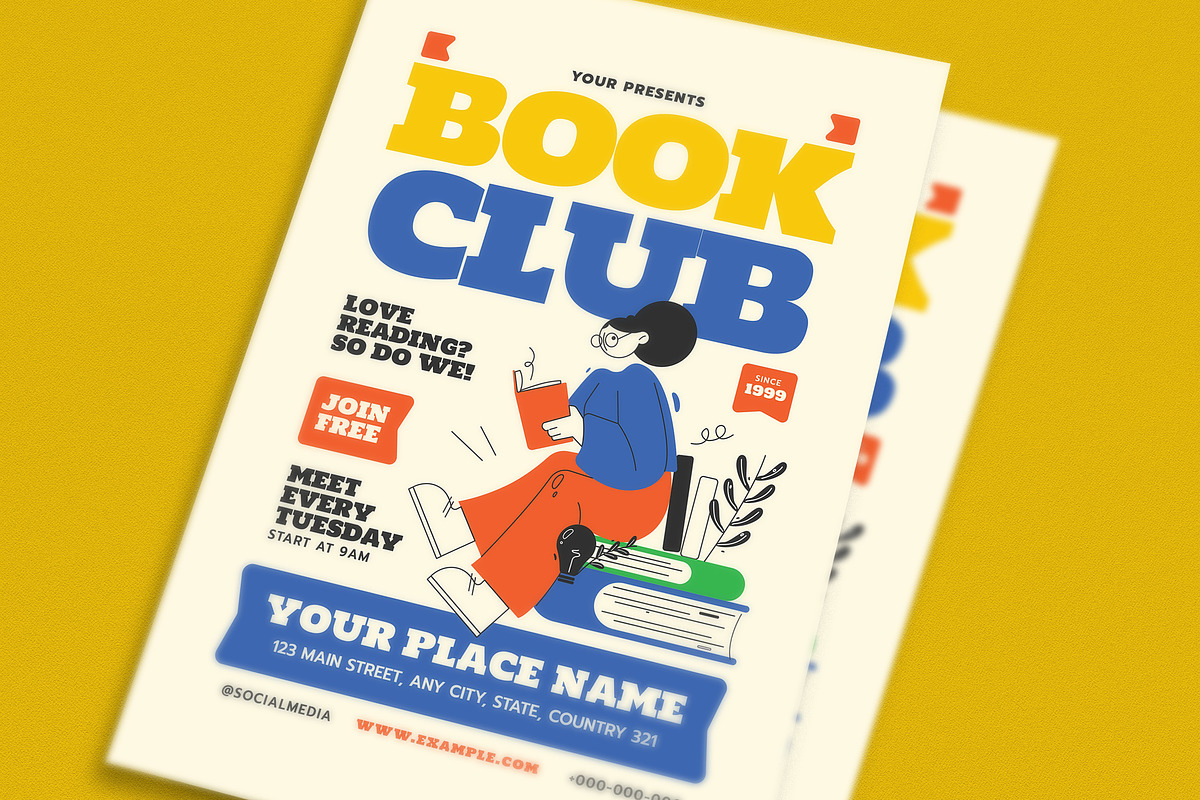 Modern Book Club Promotion Flyer, a Flyer Template by Guuver (Photo 2 of 3)