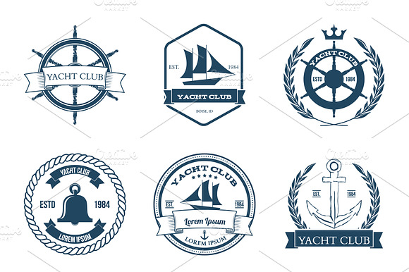 Set Of Nine Yacht Club Labels