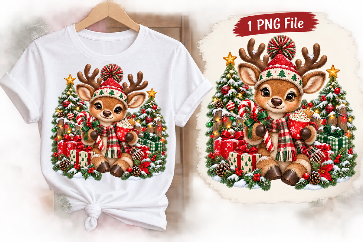 Christmas Reindeer PNG, a Seasonal Illustration by Watercolor design (Photo 2 of 3)