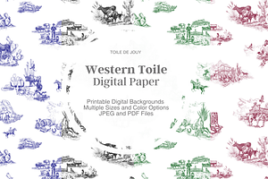 Western Toile - Digital Paper Set