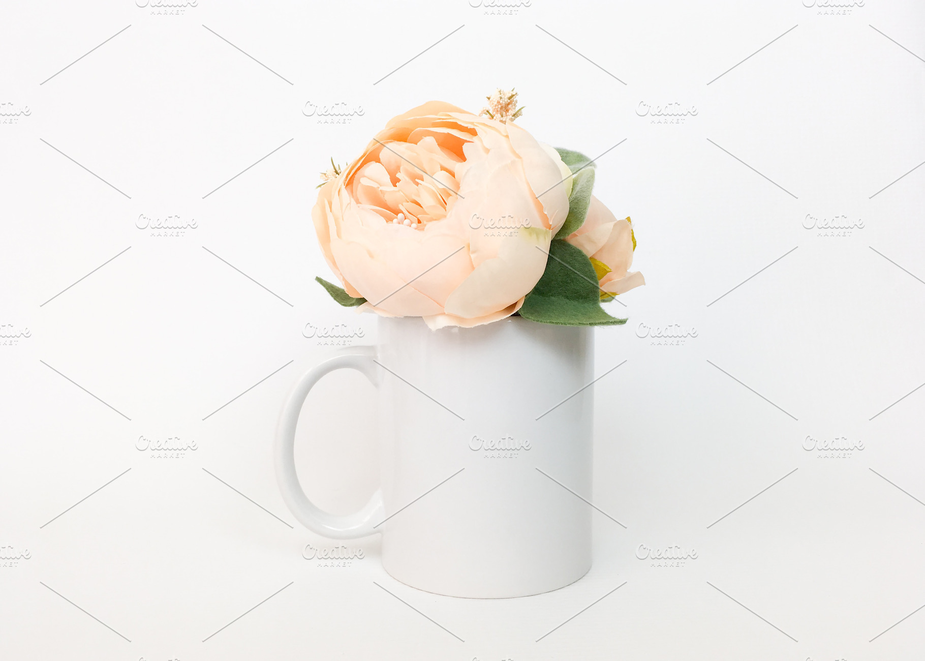 Peony Coffee Mug Mockup, a Photo by Hudson Lark Studio