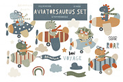 Aviatorsaurus set, an Animal Illustration by Poppymoondesign (Thumbnail 1 of 5)