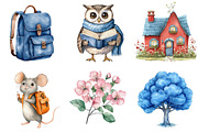 Watercolor School Supplies Clipart, a Seasonal Illustration by CitraGraphics (Thumbnail 3 of 6)