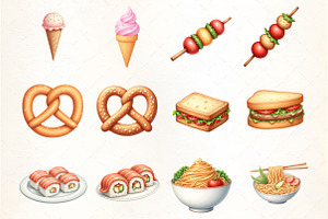 Watercolor Street Food Clipart, an Illustration by CrexoraLab