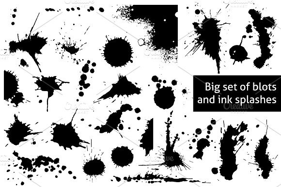 BIG set of blots and ink splashes preview 3