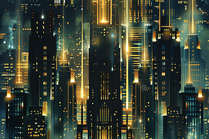 Art Deco Cityscape Night