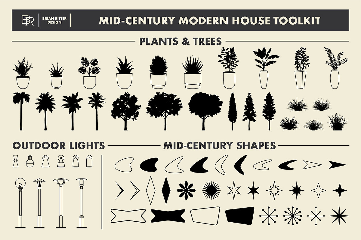Mid-Century Modern House Toolkit, a Brush Add-On by Brian Ritter Design (Photo 8 of 8)