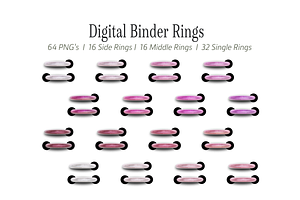 Pink Glitter Digital Binder Rings
