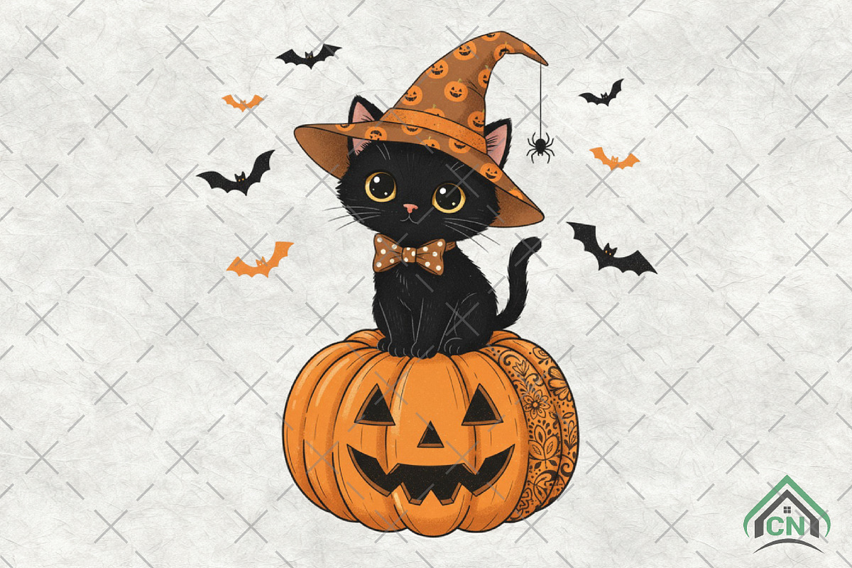 Witchy Cat PNG, an Illustration by Craft Nest (Photo 1 of 6)