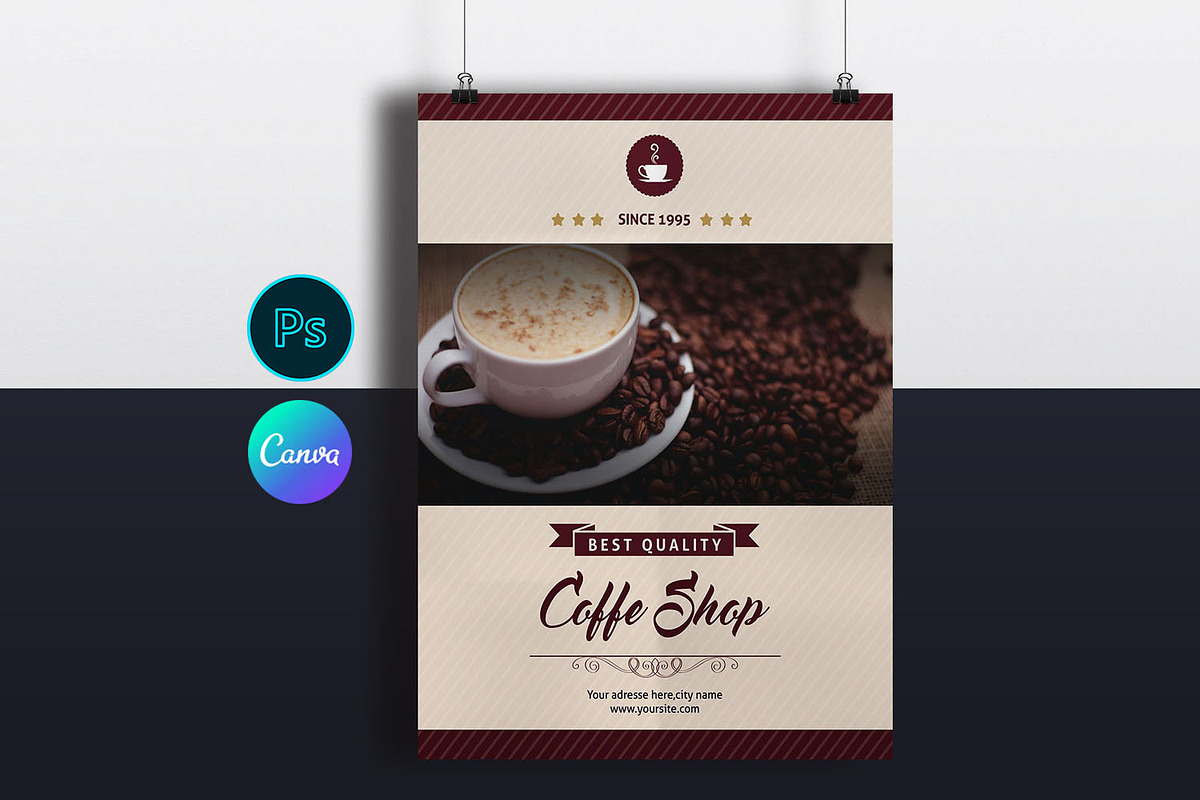 Coffee Shop Flyer Template, a Flyer Template by retrographix (Photo 1 of 5)