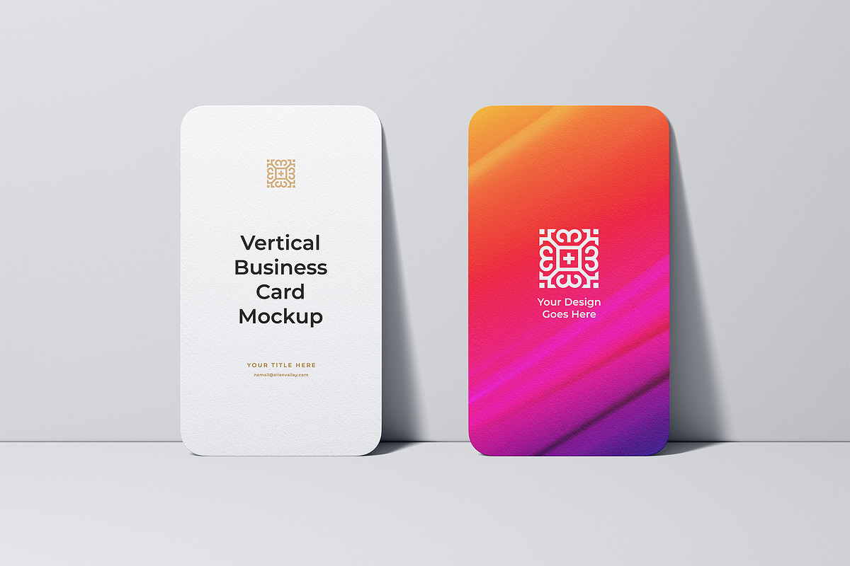 Vertical Business Card Mockup, an Advertising Mockup by AlienValley (Photo 3 of 7)