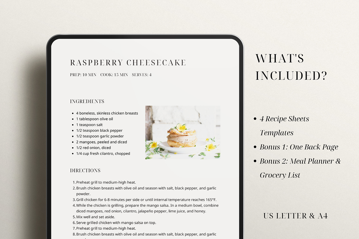 Minimal Recipe Template Canva, a Card Template by OrganizationOasisRo (Photo 2 of 10)