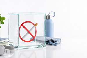 Cigarette in glass box with no symbo, a Photo by Dvoevnore photos