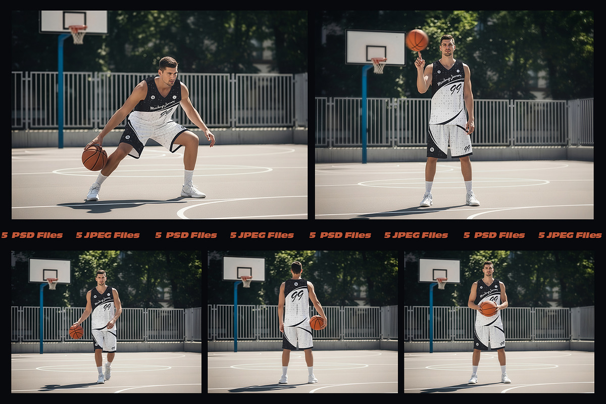 5 Basketball Uniform Mockups, a Shirt Mockup by Grow Design Craft Studio (Photo 7 of 7)