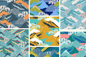 Mountains Seamless Vector Set