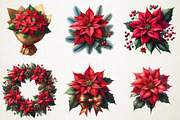 Festive Poinsettia Flower Clipart Bu, an Illustration by RobertsArt (Thumbnail 4 of 7)