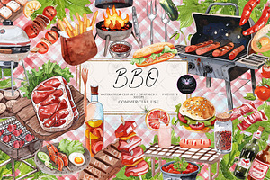 BBQ Food illustration Clipart Set, an Illustration by BigCakeBee