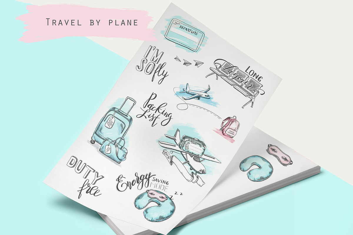 Travel by plane illustrations, an Illustration by Kate Snitser (Photo 1 of 3)