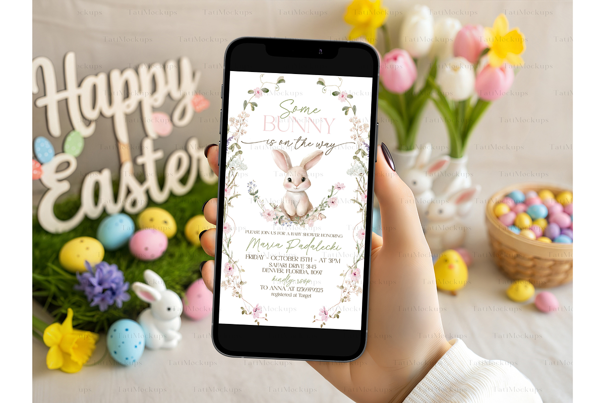 Easter Phone Screen Mockup in Hand, a Product Mockup by TatiMockup (Photo 4 of 5)