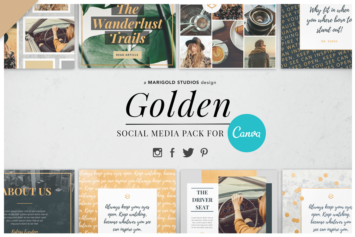 CANVA & PPT | Golden Social Media, a Social Media Template by Marigold Studios (Photo 1 of 12)