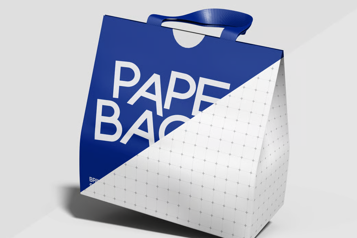 Minimalist Paper Shopping Bag, a Packaging Mockup by graphicsauce (Photo 4 of 4)