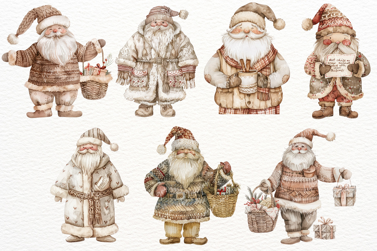 Boho Christmas Watercolor Clipart, a Seasonal Illustration by Maysa Art (Photo 2 of 4)