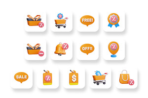 Discounts And Offers 3D Icons