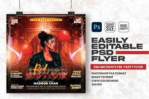 Red Motion Party Flyer Design, a Flyer Template by Shajib Shikder